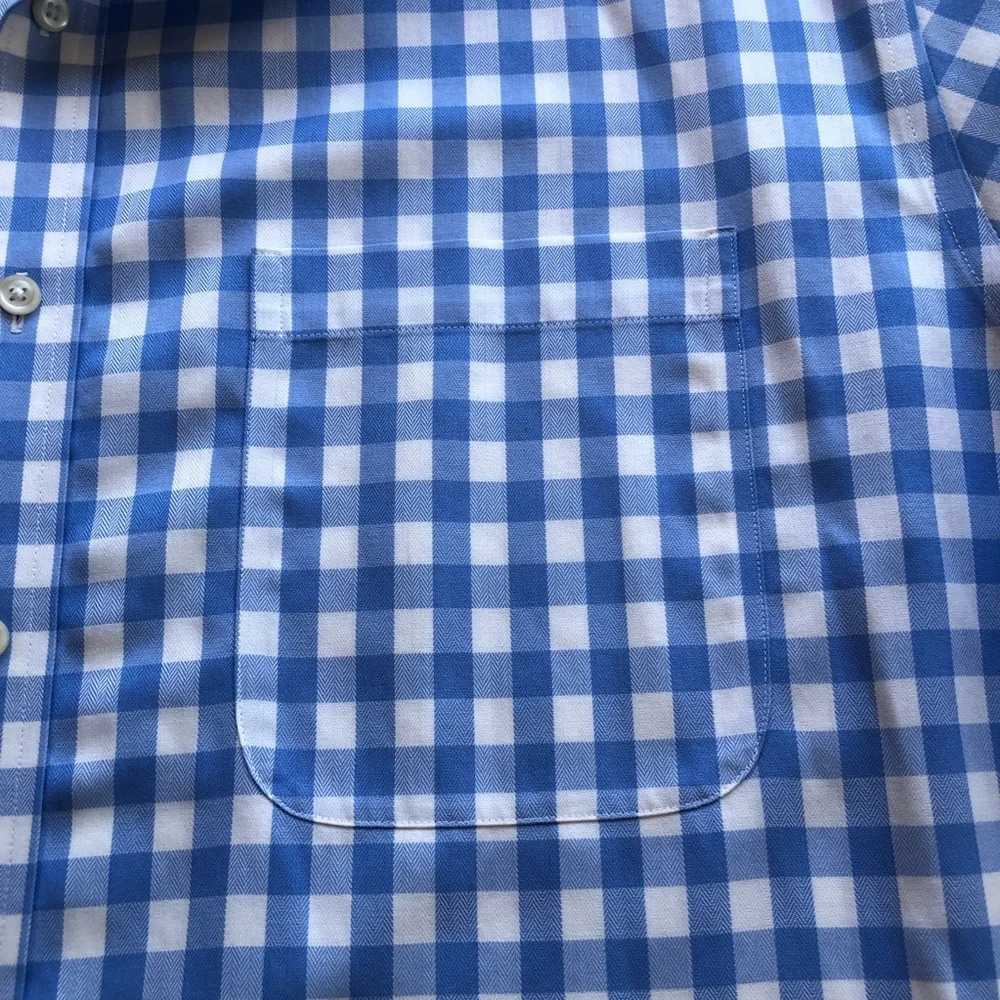 Nordstrom Wrinkle-Free Blue/White Checkered Button-Up Shirt Men’s Size 16.5 34